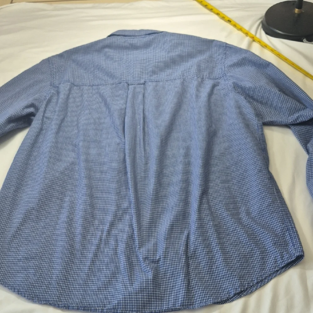 Chaps Navy and White Plaid Men's Shirt - Picture 9 of 13